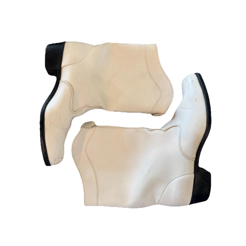 Vintage White Western /Majorette Go-go Mid-Calf Leather Boots for Women USA - Picture 5 of 7